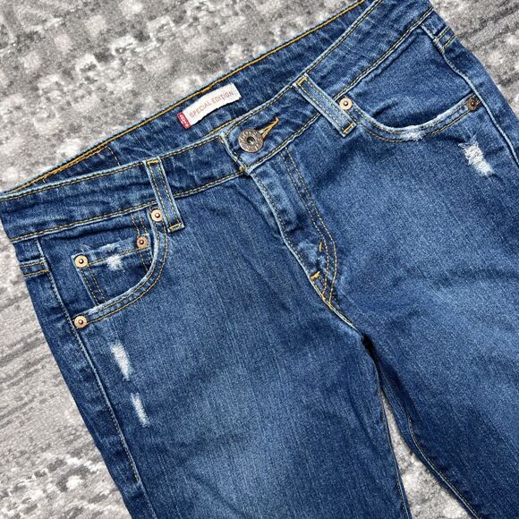 Levi's Special Edition Jeans Womens Junior 5M Blue Denim Distressed Low Rise - Picture 2 of 15